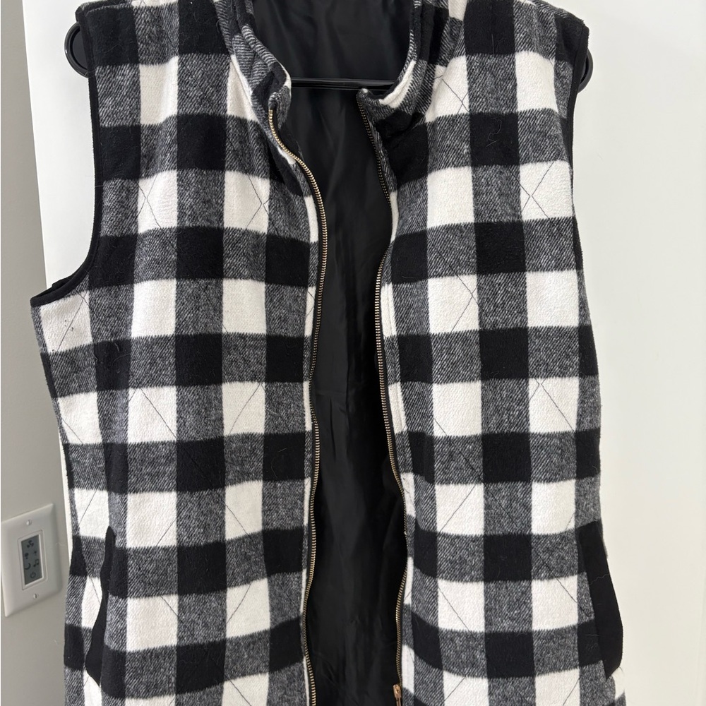 Black and White Flannel Plaid Vest
